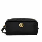 COSMETIC CASE FABRIC+CALF+ENAMEL HW