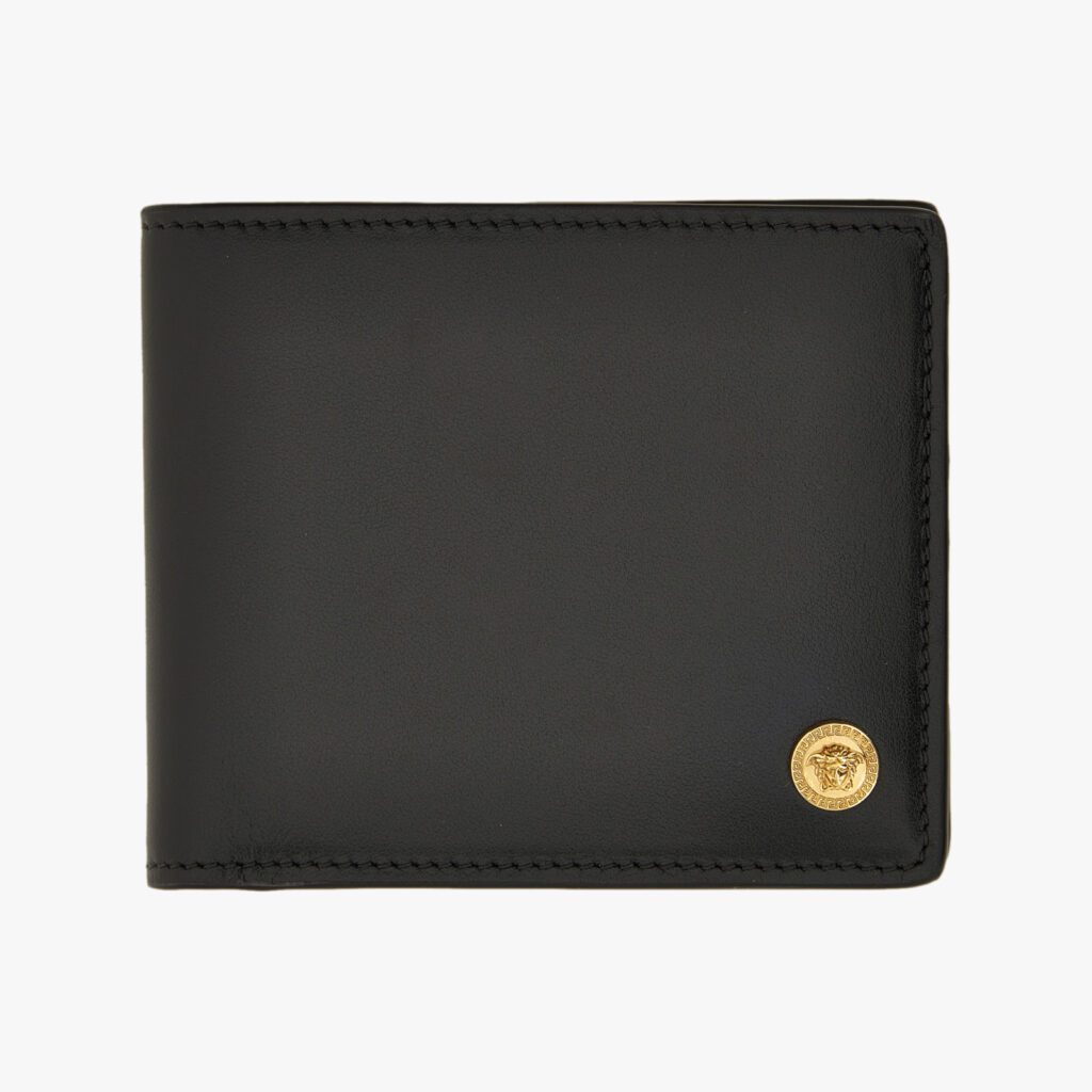 Wallet In Calf Leather - Black-Versace Gold