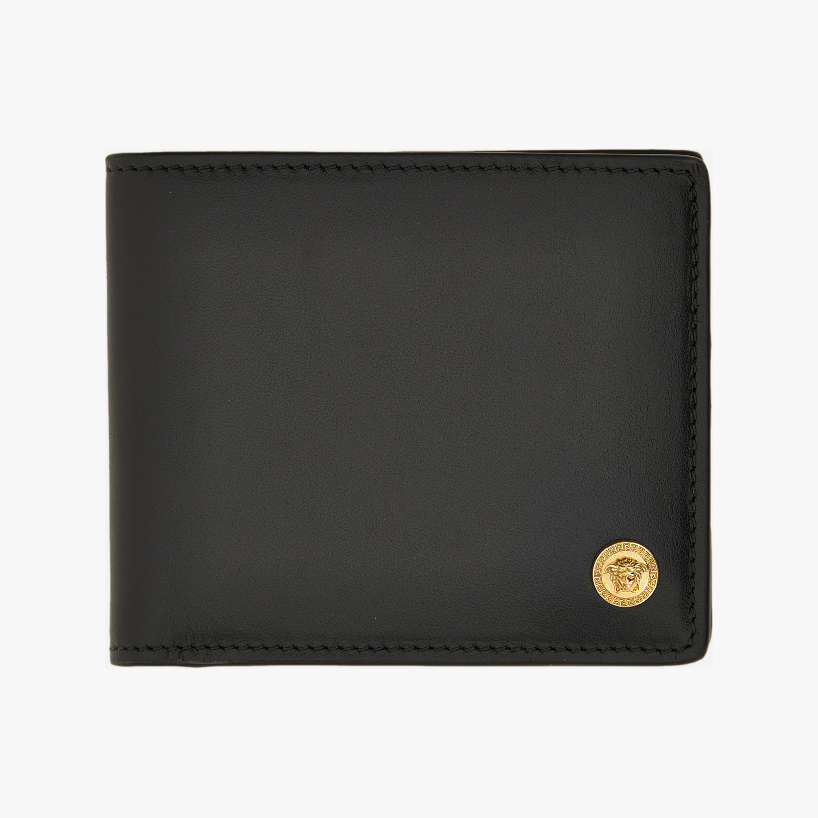 Wallet In Calf Leather - Black-Versace Gold Wallet In Calf Leather - Black-Versace Gold