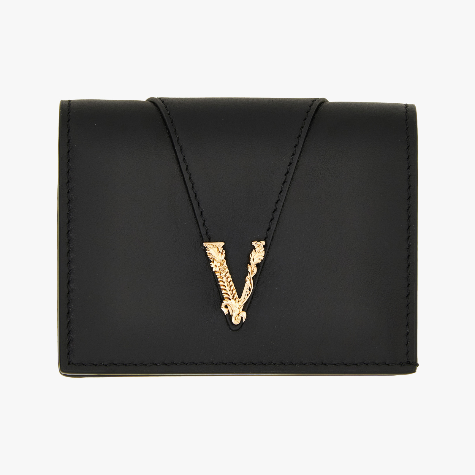Wallet In Calf Leather - Black-Versace Gold Wallet In Calf Leather - Black-Versace Gold
