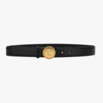 Belt 3 Cm In Calf Leather - Black-Versace Gold