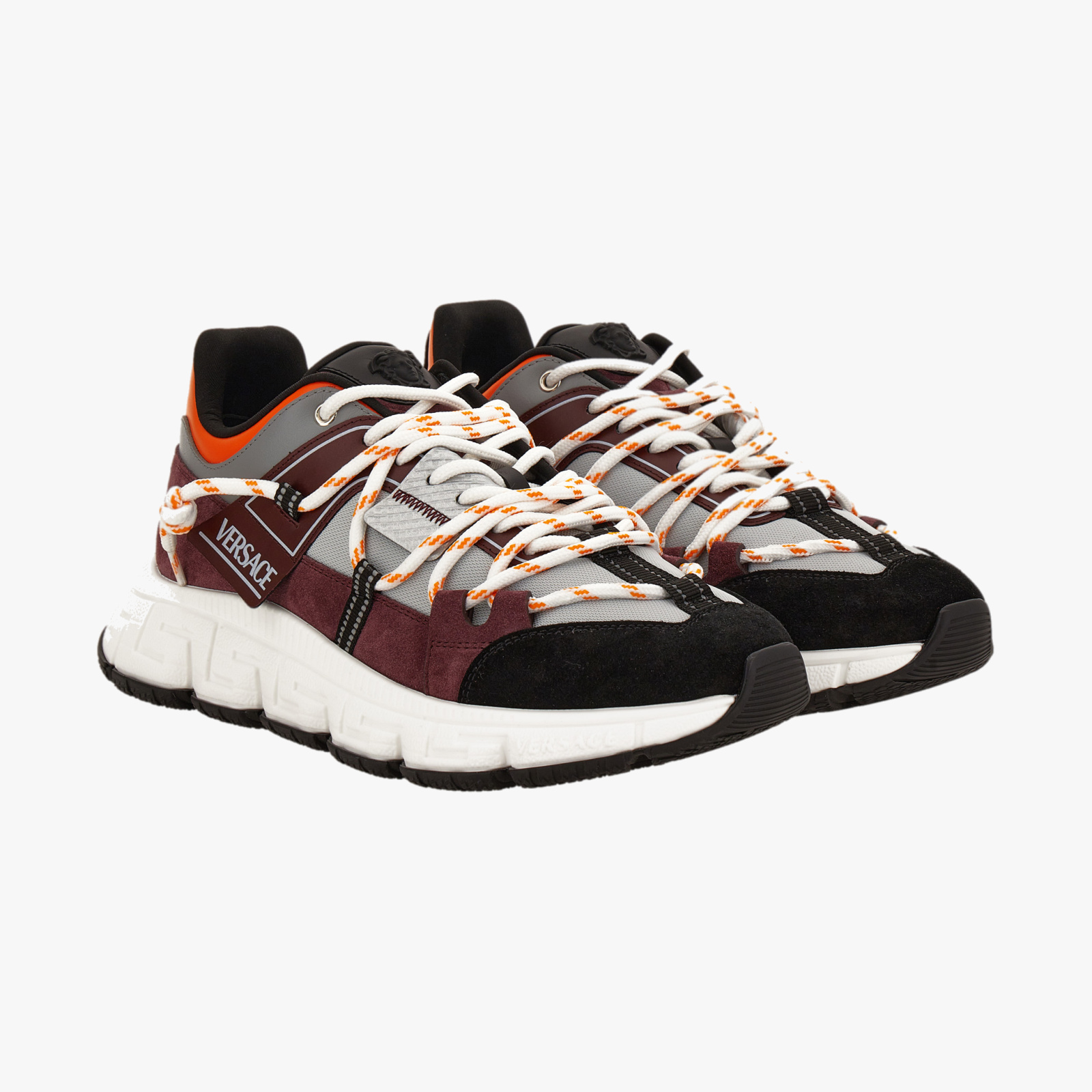 Sneaker In Split Leather-Fabric-Calf Leather - Black-Light Grey-Bordeaux-Orange-Palladium Sneaker In Split Leather-Fabric-Calf Leather - Black-Light Grey-Bordeaux-Orange-Palladium