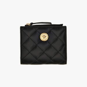 Wallet In Quilted Lamb Leather - Black-Versace Gold