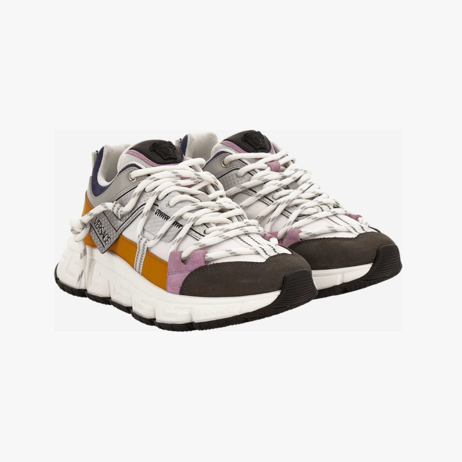 Sneaker In Nabuck-Fabric-Suede-Calf Leather - Warm Grey-White-Lilla Marigold-Ocra-Palladium Sneaker In Nabuck-Fabric-Suede-Calf Leather - Warm Grey-White-Lilla Marigold-Ocra-Palladium