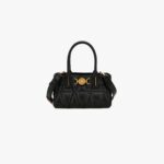 Medusa 95 Small Tote In Quilted Lamb Leather - Black