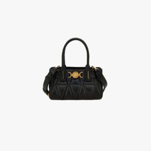 Medusa 95 Small Tote In Quilted Lamb Leather - Black