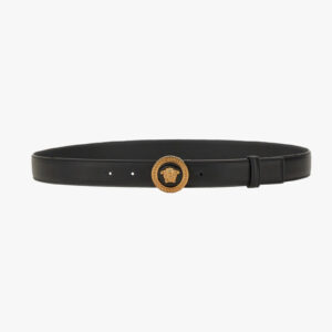 Belt 3 Cm In Calf Leather - Black-Versace Gold
