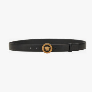 Belt 3 Cm In Calf Leather - Black-Versace Gold