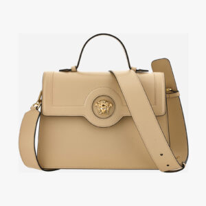 La Medusa Medium Shouder In Calf Leather - Beige-Versace Gold