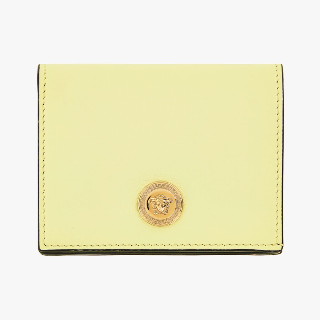 Wallet In Lamb Leather - Pale Yellow-Gold Versace