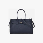 Tote In Calf Leather - Midnight Blue-Ruthenium