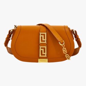 Greca Goddess Medium Shoulder In Calf Leather - Black