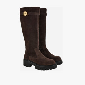 Boot In Suede-Enamel Hw - Intense Cocoa-Versace Gold