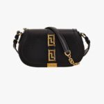 Greca Goddess Medium Shoulder In Calf Leather - Grey