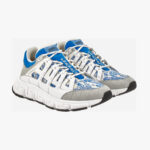 Sneaker In Calf Leather-Jacquard Barocco Fabric - White