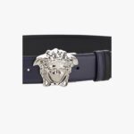 La Medusa Reversible Belt 4 Cm In Calf Leather - Black