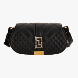 Bag In Quilted Lamb Leather-Strass - Black-Versace Gold