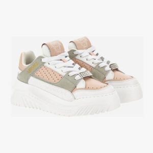 Sneaker In Calf Leather-Fabric - Grey