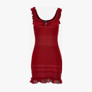 Knit Dress In Micro Cable Wool Blend - Red