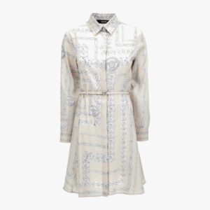 Dress In Twill Poly Medusa Chain Allover Print - Champagne-Grey