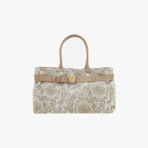 Tote In Jacquard Fabric-Calf Leather - Beige-Beige-Versace Gold