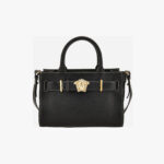 Tote In Grainy Calf Leather - Black-Rope-Versace Gold