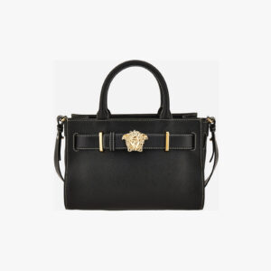 Tote In Grainy Calf Leather - Black-Rope-Versace Gold