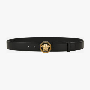 Belt 3,5 Cm In Calf Leather - Black-Versace Gold