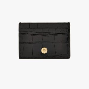 Icon Card Holder In Embossed Croc Calf Leather