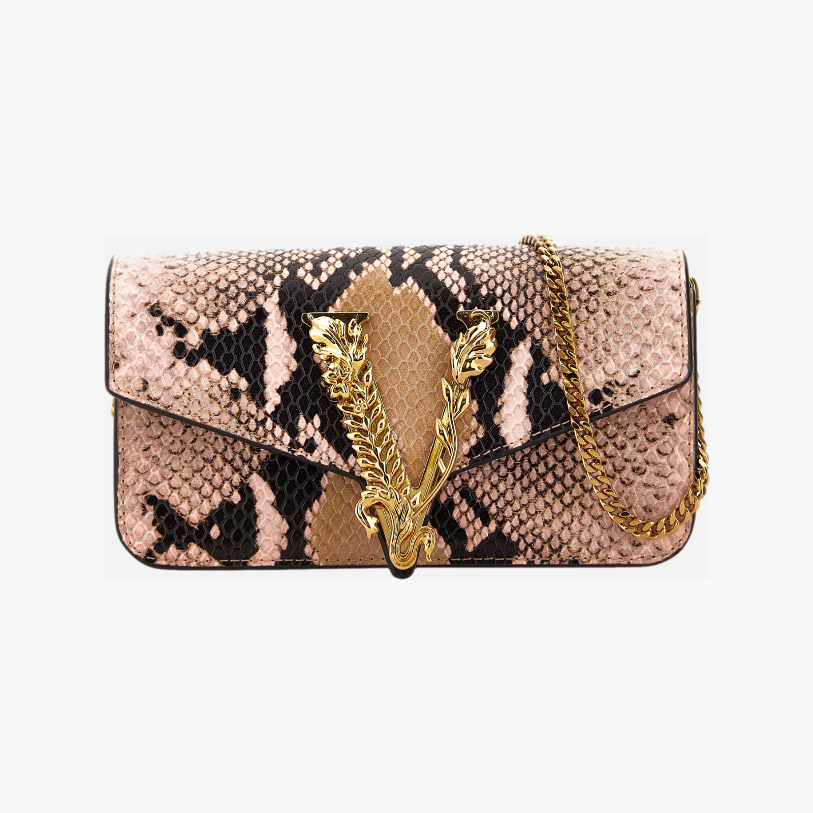 Virtus Mini Chain Crossbody In Printed Python Calf Leather Virtus Mini Chain Crossbody In Printed Python Calf Leather