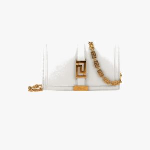 Greca Goddess Wallet On Chain In Calf Leather - White