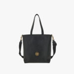 Tote W/Pouch In Grainy Calf Leather - Black-Versace Gold