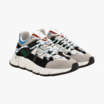 Sneaker In Split Leather-Fabric-Calf Leather - Light Grey-White-Black-Orange-Palladium