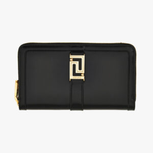 Wallet In Calf Leather - Black-Versace Gold