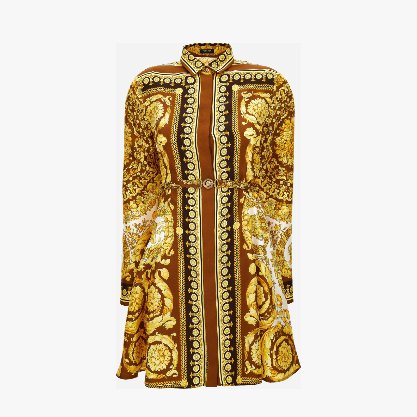 Dress In Barocco 92 Foulard On Silk Twill - Brown Dress In Barocco 92 Foulard On Silk Twill - Brown