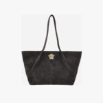 Tote In Calf Leather - Dark Anthracite-Versace Gold