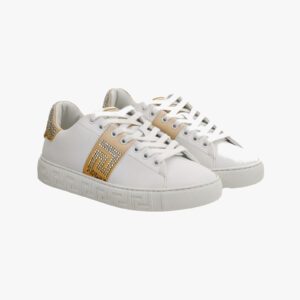 Sneaker In Free Bio Fabric-Satin-Degrade Strass - White
