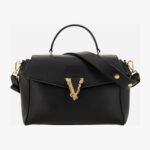 Top Handle In Calf Leather - Black-Versace Gold