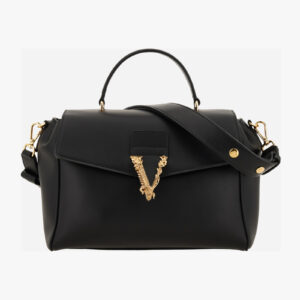 Top Handle In Calf Leather - Black-Versace Gold