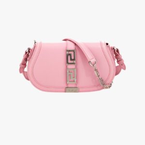 Greca Goddess Medium Shoulder In Calf Leather - Black