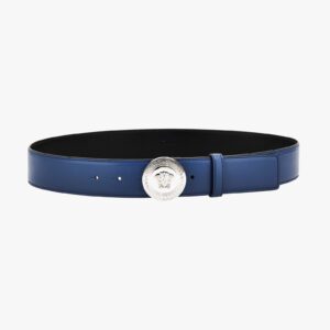Belt 4 Cm In Calf Leather - Dark Stone Blue-Palladium