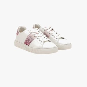 La Greca Sneaker In Free Bio Fabric-Satin-Degrade Strass - White