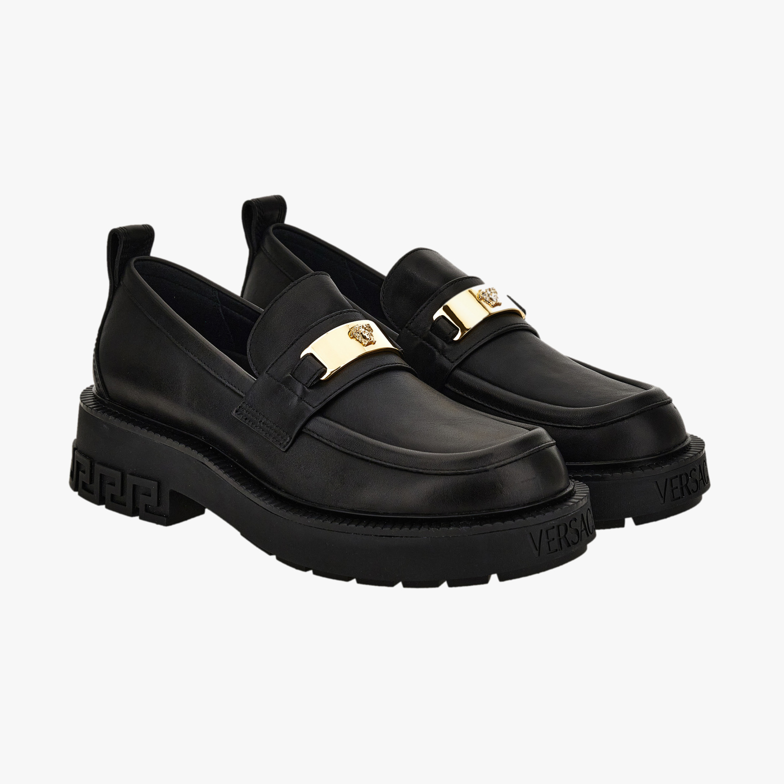 Loafer In Calf Leather - Black-Versace Gold Loafer In Calf Leather - Black-Versace Gold