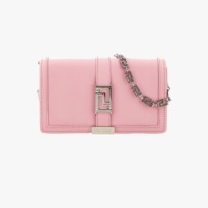 Greca Goddess Wallet On Chain In Calf Leather - Pink