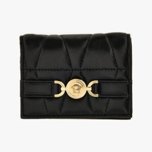 Wallet In Quilted Lamb Leather - Black-Versace Gold