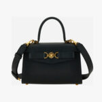 Top Handle In Calf Leather - Black-Versace Gold