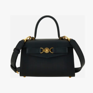 Top Handle In Calf Leather - Black-Versace Gold