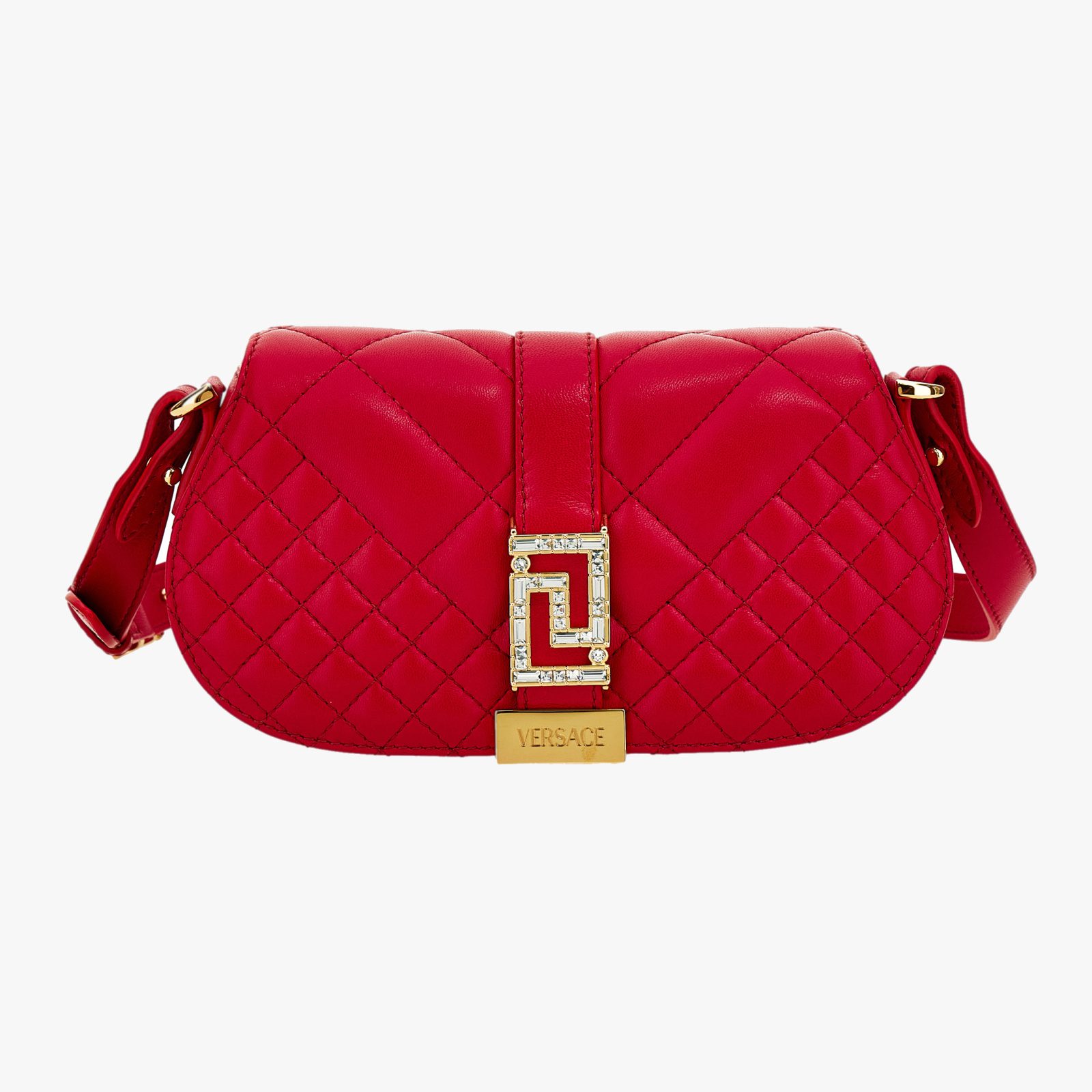 Greca Goddess Mini Bag In Quilted Lamb Leather-Strass Greca Goddess Mini Bag In Quilted Lamb Leather-Strass