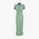 Knit Dress In Crochet Compact Cotton - Green