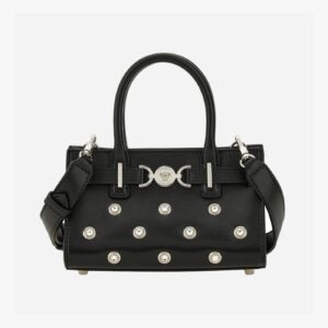 Medusa 95 Mini Tote In Lamb Leather-Studs - Black-Palladium